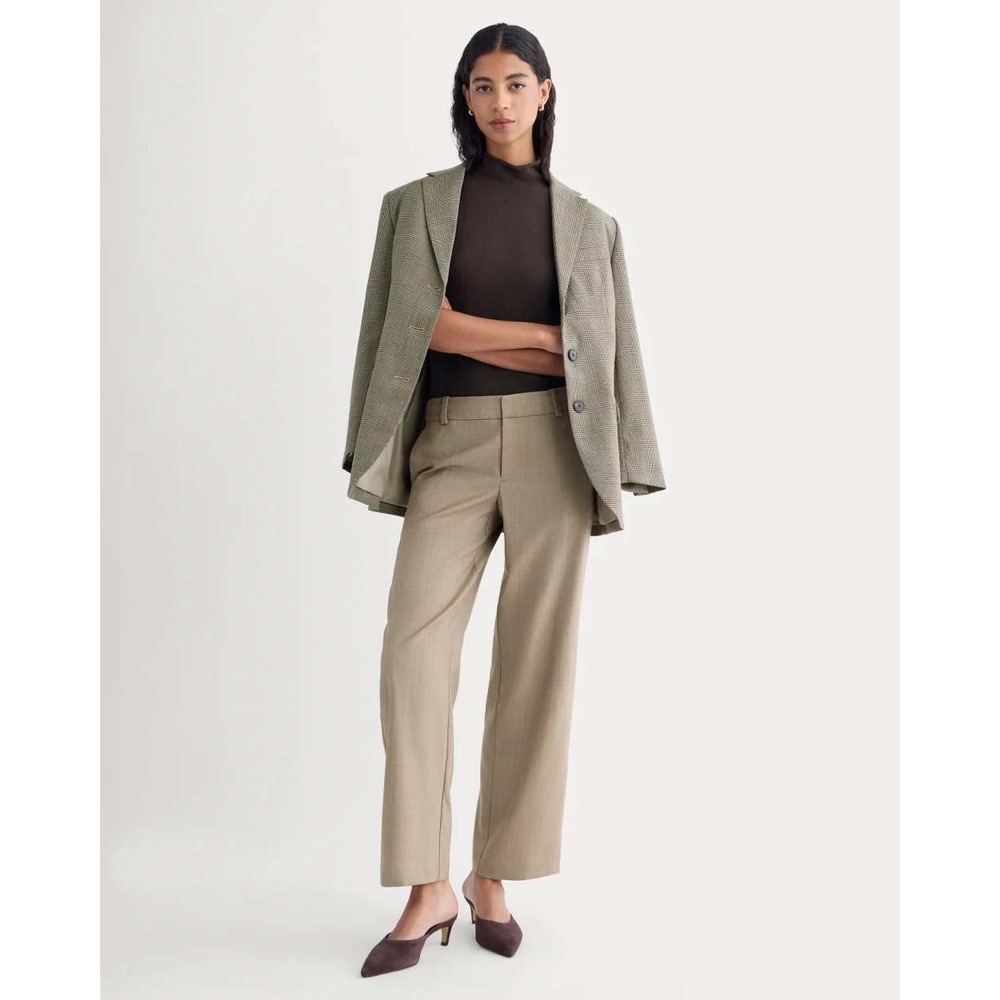 Escada Tovah Pine Wool Cashmere Straight Leg Trousers Pants Size 40 Grey Taupe